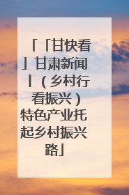 「甘快看」甘肃新闻丨（乡村行 看振兴）特色产业托起乡村振兴路