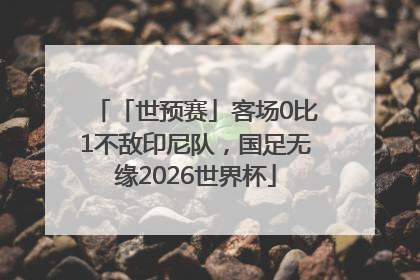 「世预赛」客场0比1不敌印尼队，国足无缘2026世界杯