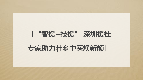 “智援+技援” 深圳援桂专家助力壮乡中医焕新颜