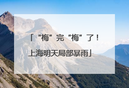 “梅”完“梅”了！上海明天局部暴雨