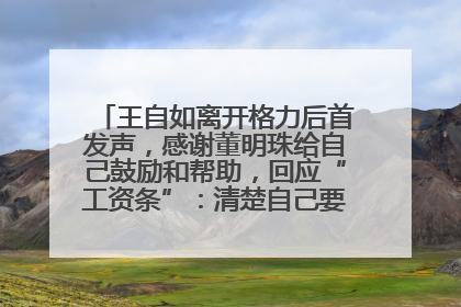 王自如离开格力后首发声，感谢董明珠给自己鼓励和帮助，回应“工资条”：清楚自己要什么，工资条不重要