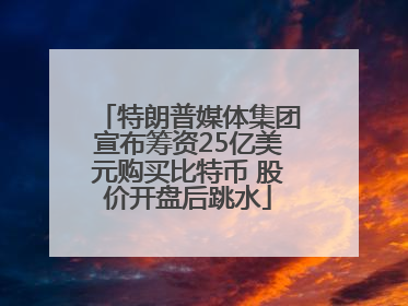特朗普媒体集团宣布筹资25亿美元购买比特币 股价开盘后跳水