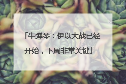 牛弹琴：伊以大战已经开始，下周非常关键
