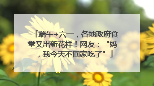 端午+六一，各地政府食堂又出新花样！网友：“妈，我今天不回家吃了”