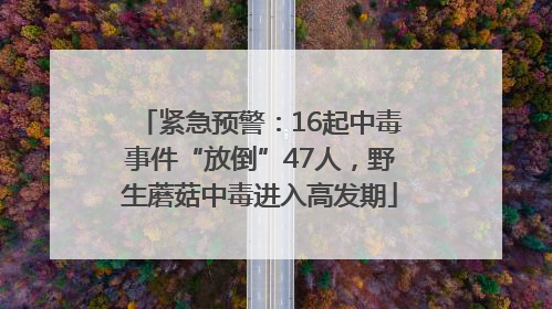 紧急预警：16起中毒事件“放倒”47人，野生蘑菇中毒进入高发期