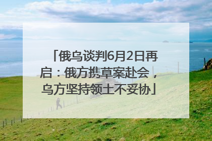 俄乌谈判6月2日再启：俄方携草案赴会，乌方坚持领土不妥协