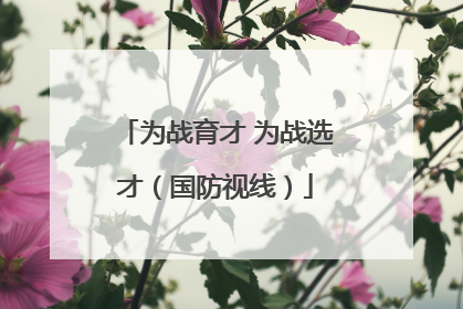为战育才 为战选才（国防视线）