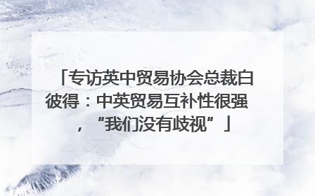 专访英中贸易协会总裁白彼得：中英贸易互补性很强，“我们没有歧视”