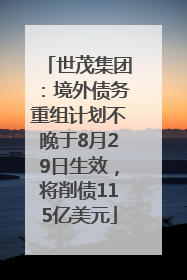 世茂集团：境外债务重组计划不晚于8月29日生效，将削债115亿美元