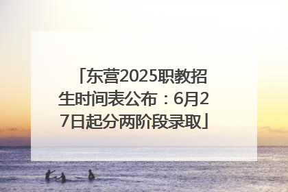 东营2025职教招生时间表公布：6月27日起分两阶段录取