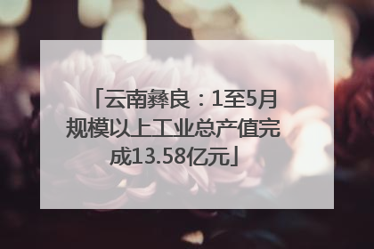 云南彝良：1至5月规模以上工业总产值完成13.58亿元
