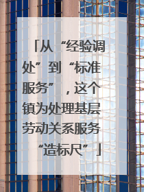 从“经验调处”到“标准服务”，这个镇为处理基层劳动关系服务“造标尺”
