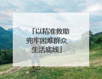 以精准救助兜牢困难群众生活底线