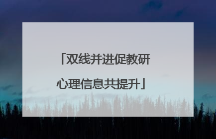 双线并进促教研 心理信息共提升