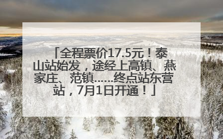 全程票价17.5元！泰山站始发，途经上高镇、燕家庄、范镇……终点站东营站，7月1日开通！