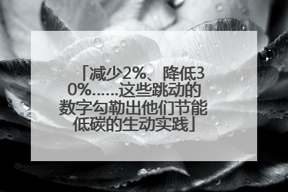 减少2%、降低30%……这些跳动的数字勾勒出他们节能低碳的生动实践