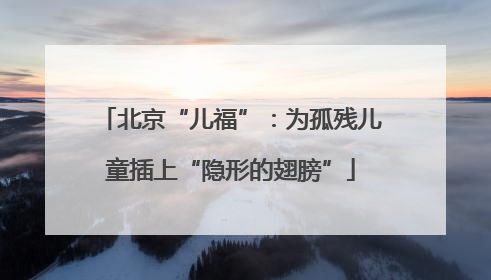 北京“儿福”：为孤残儿童插上“隐形的翅膀”