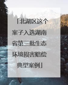 北湖区这个案子入选湖南省第三批生态环境损害赔偿典型案例