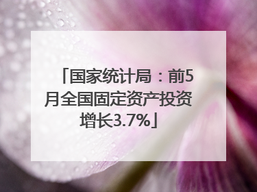 国家统计局：前5月全国固定资产投资增长3.7%