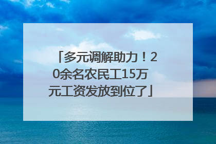 多元调解助力！20余名农民工15万元工资发放到位了