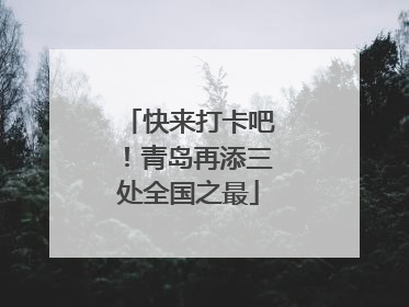 快来打卡吧！青岛再添三处全国之最