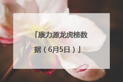 康力源龙虎榜数据（6月5日）
