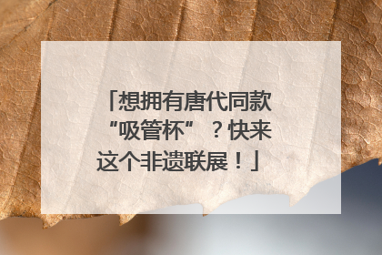 想拥有唐代同款“吸管杯”？快来这个非遗联展！