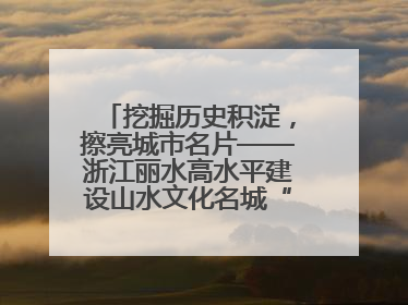 挖掘历史积淀，擦亮城市名片——浙江丽水高水平建设山水文化名城“闯出”创新之路