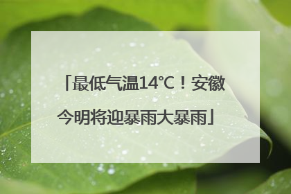 最低气温14℃！安徽今明将迎暴雨大暴雨