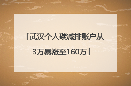 武汉个人碳减排账户从3万暴涨至160万