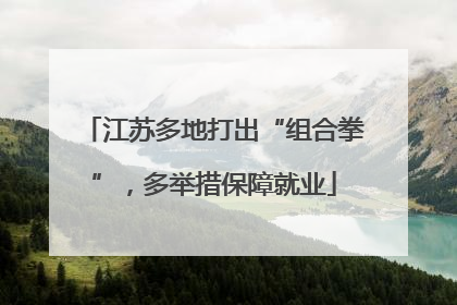 江苏多地打出“组合拳”，多举措保障就业