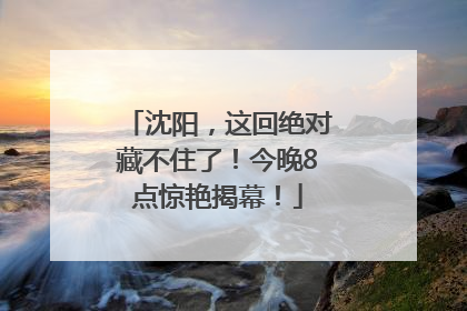 沈阳，这回绝对藏不住了！今晚8点惊艳揭幕！