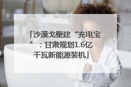 沙漠戈壁建“充电宝”：甘肃规划1.6亿千瓦新能源装机