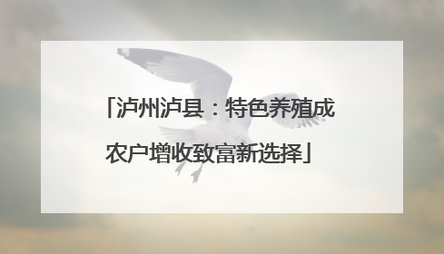 泸州泸县：特色养殖成农户增收致富新选择
