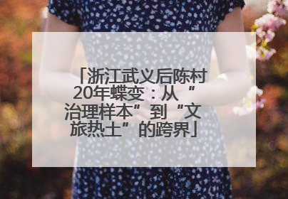 浙江武义后陈村20年蝶变：从“治理样本”到“文旅热土”的跨界