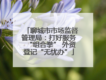 聊城市市场监督管理局：打好服务“组合拳” 外资登记“无忧办”