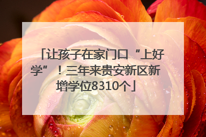 让孩子在家门口“上好学”！三年来贵安新区新增学位8310个