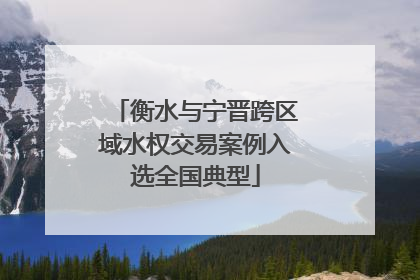 衡水与宁晋跨区域水权交易案例入选全国典型