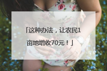 这种办法，让农民1亩地增收70元！