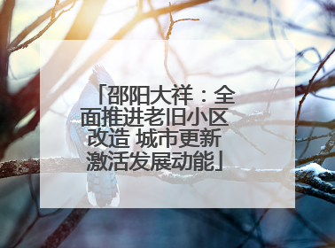 邵阳大祥：全面推进老旧小区改造 城市更新激活发展动能