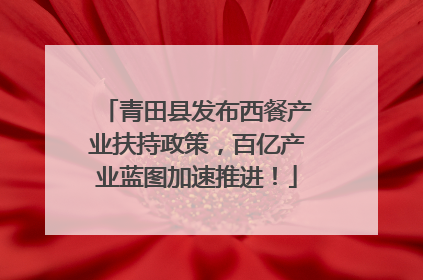 青田县发布西餐产业扶持政策，百亿产业蓝图加速推进！