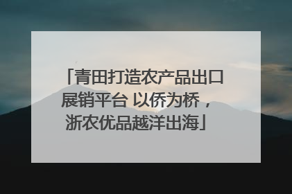 青田打造农产品出口展销平台 以侨为桥，浙农优品越洋出海