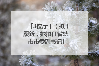 3位厅干（拟）履新，她拟任省辖市市委副书记