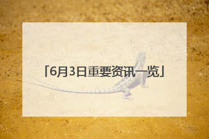 6月3日重要资讯一览