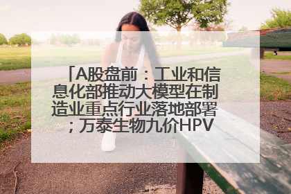 A股盘前：工业和信息化部推动大模型在制造业重点行业落地部署；万泰生物九价HPV疫苗获批上市；特朗普催促鲍威尔降息